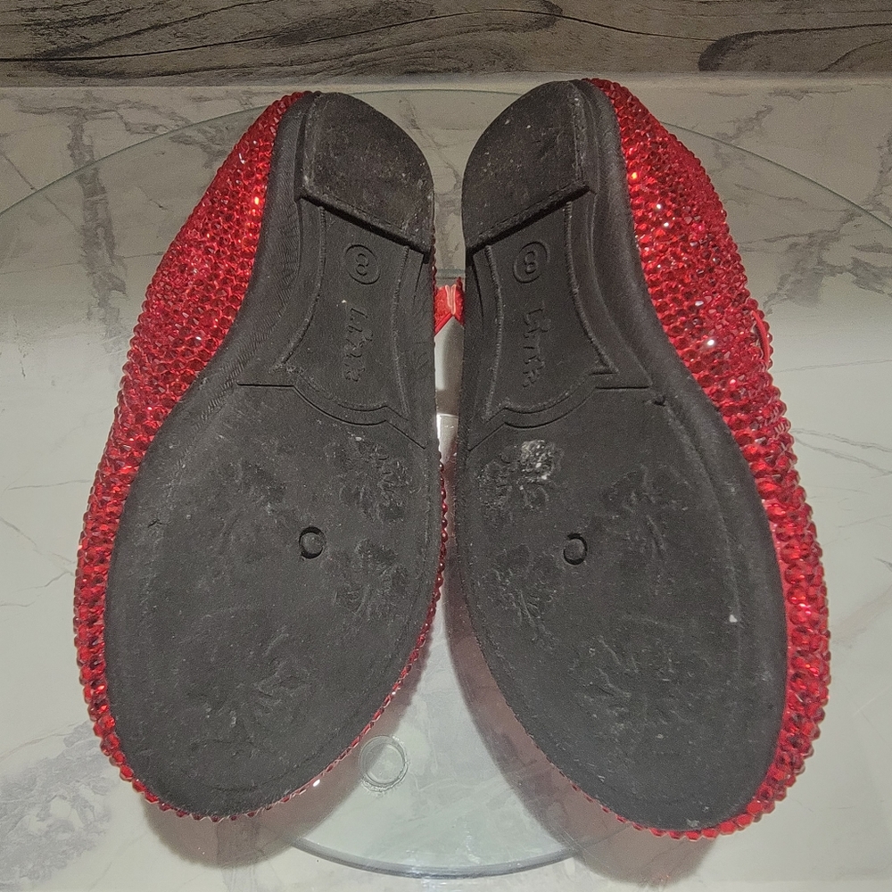OOAK Custom Ruby Red Rhinestone Pageant Stage Flats Size 8 - Picture 7 of 8